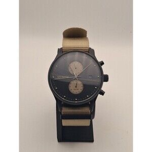 MVMT Voyager Desert Dual Time Watch 42mm Black Dial 10M Nylon Strap New Battery